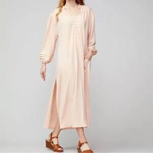 Free People FP Beach Shell Pink Kaftan Maxi Summer Beach Dress Women’s XS